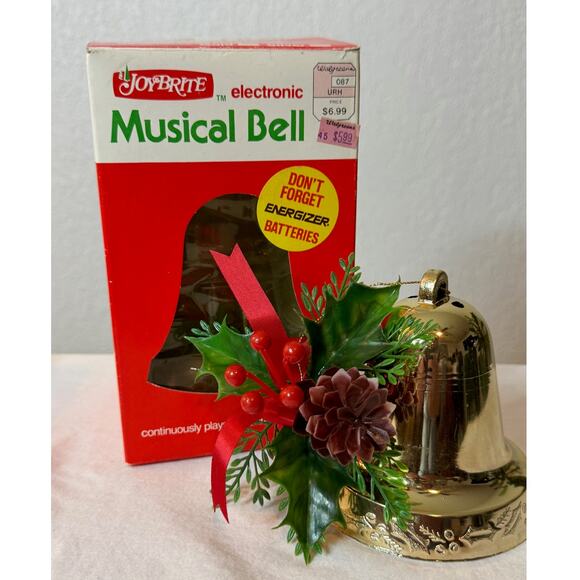 Vintage Joy Brite Gold Musical Christmas Bell Ornament Battery Operated - Picture 2 of 7